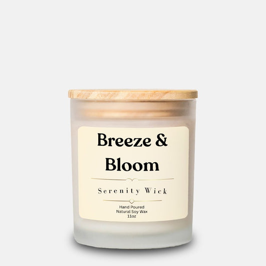 Breeze & Bloom Candle Frosted Glass (Hand Poured 11 oz)