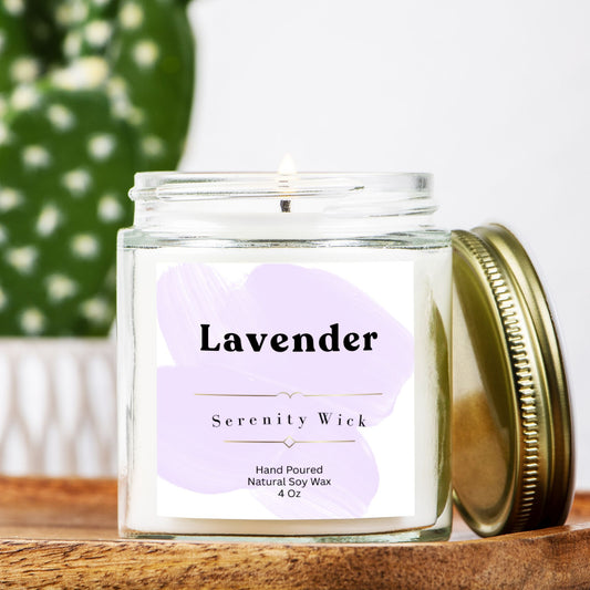 Lavender Candle Clear Jar 4oz