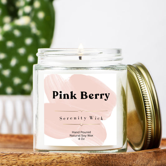 Pink Berry Candle Clear Jar 4oz