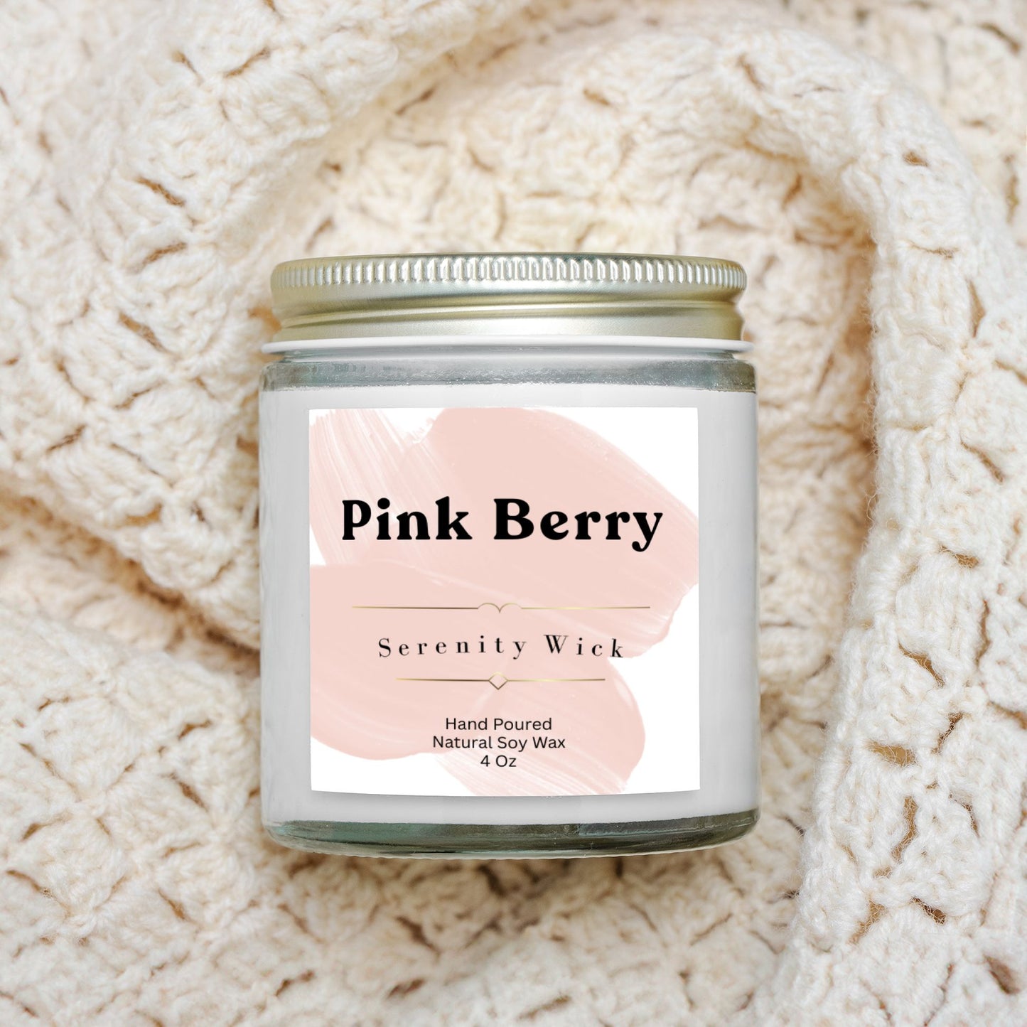 Pink Berry Candle Clear Jar 4oz