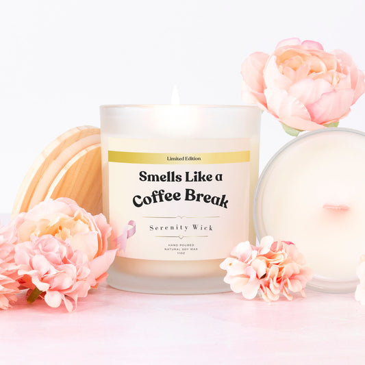 Breast Cancer Awareness Pink Wick Coffee Break Candle (Frosted Glass 11oz)