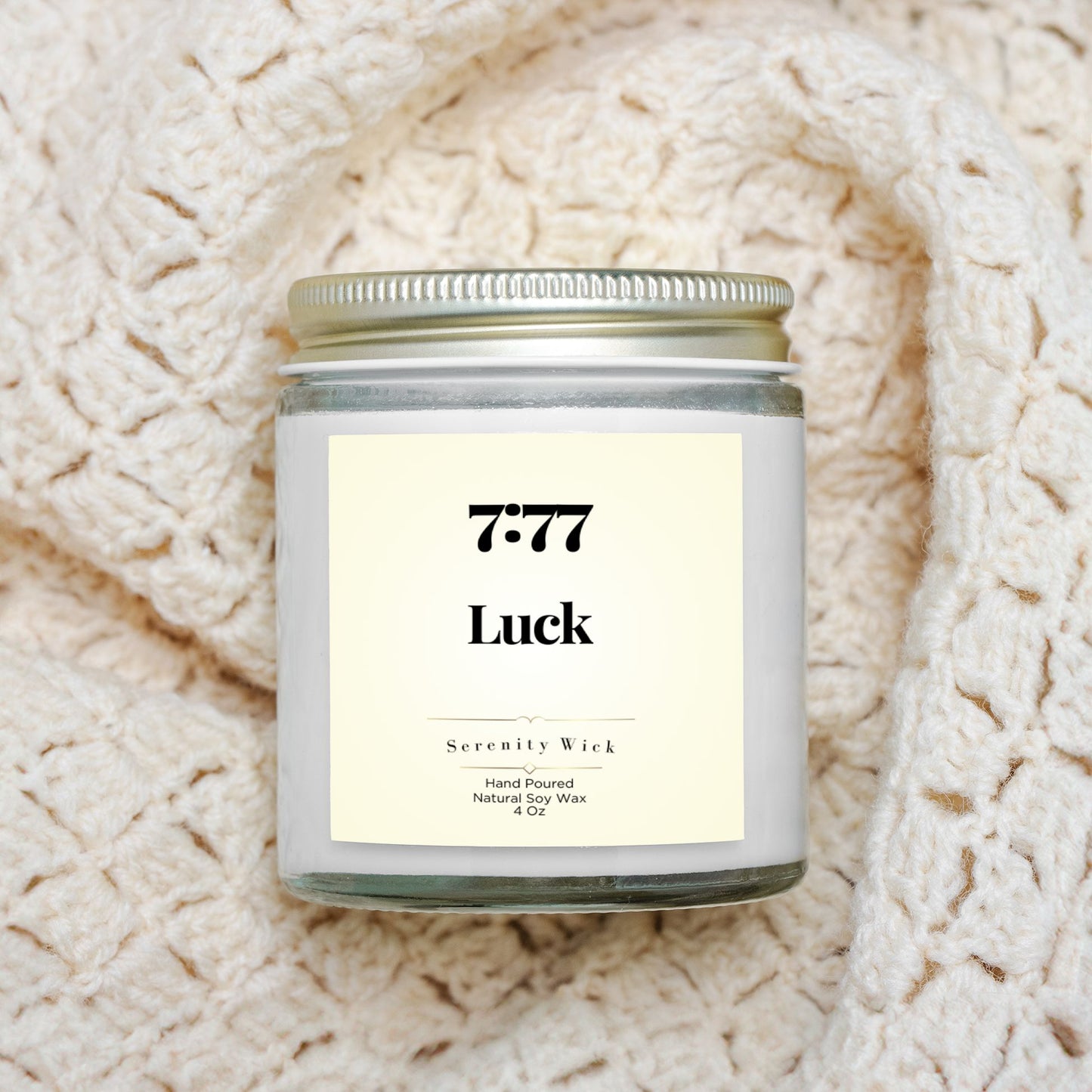 7:77 Luck Manifestation Candle (Clear Jar 4oz)