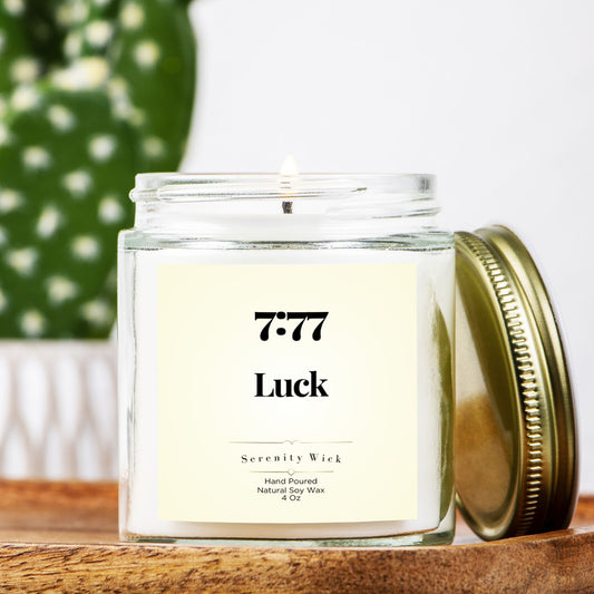 7:77 Luck Manifestation Candle (Clear Jar 4oz)
