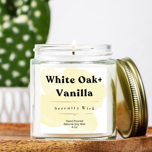 White Oak + Vanilla Candle Clear Jar 4oz