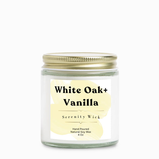 White Oak + Vanilla Candle Clear Jar 4oz