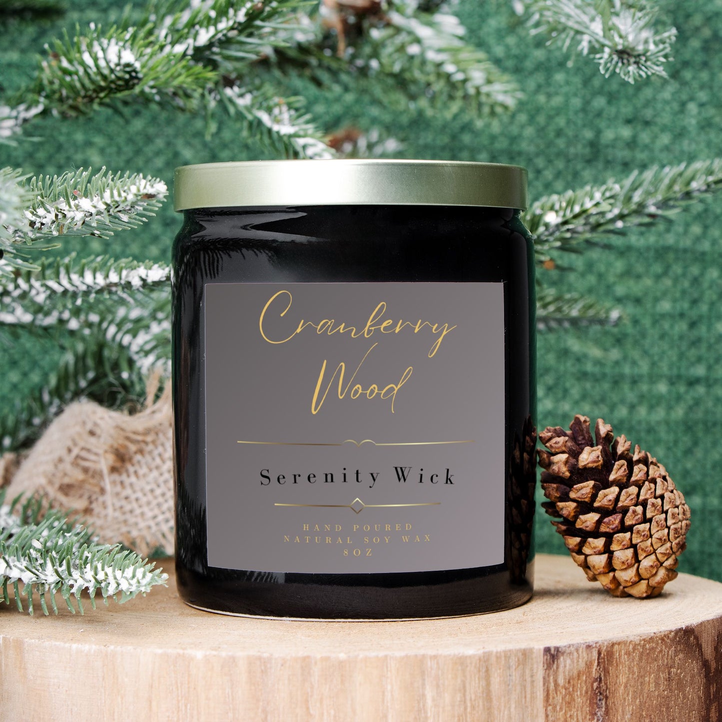 Cranberry Wood Candle Ceramic 8oz